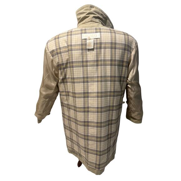 Vintage Escada Margaretha Ley Beige Trench Coat Made Germany 89-90 Plaid Lined - Picture 10 of 12